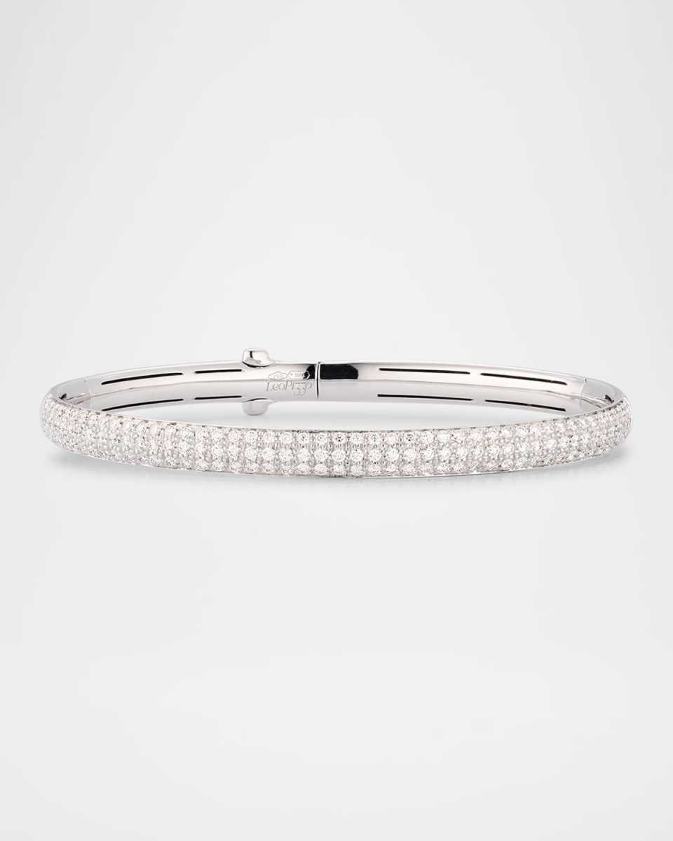 18K White Gold Thin Pavé Diamond Bangle
